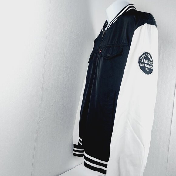 Levi's Men's Black White Colorblock Raglan Sleeve Varsity Jacket Size XL - Picture 5 of 14